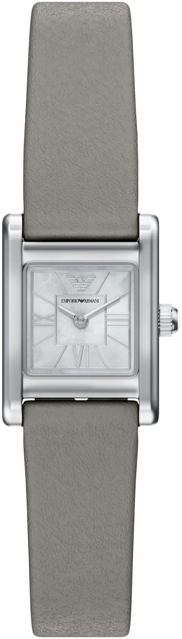 Quarzuhr EMPORIO ARMANI, grau, silberfarben, Armbanduhren, Damen, Quarzuhr, Armbanduhr, Damenuhr, Lederarmband, analog