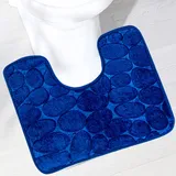 Reyox Badteppich mit Ausschnit Saugfähige rutschfeste, Weich Badezimmerteppich WC Vorleger, Waschbar Mikrofaser Toilettenmatte Königsblau 40 x 50 cm