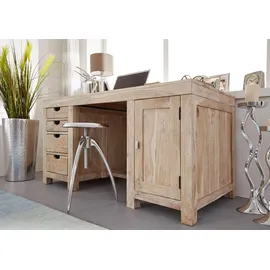 Massivmoebel24 Schreibtisch Akazie beige