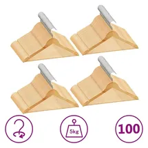 vidaXL 100 Stk. Kleiderbügel-Set Rutschfest Hartholz