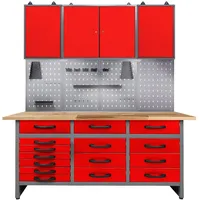 Ondis24 Werkstatt Set Konny 160 cm Werkbank 3x Werkstattschrank