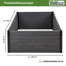 Trutzholm Hochbeet Beeteinfassung mit Wühlmausgitter 100 x 100 x 56 cm Holzoptik