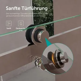 doporro Teramo4 Nischentür mit Schiebetür 115 x 195 cm ESG-Sicherheitsglas rahmenlos transparent