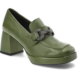 Grüne Halbschuhe Karino Elegante Damen Lederschuhe Mit Absatz, 37