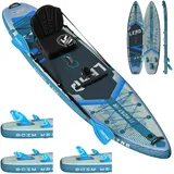 iTAOSTAR L01EP 365cm×88cm Extra Breites Aufblasbares Stand-Up-Paddle-Board - Premium SUP-Board-Set mit 5 Finnen - Ultrastabiles Paddleboard für Erwachsene & Jugendliche - Für alle Könnerstufen