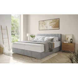 Boxbett INOSIGN "Thor mit Bettkasten, inkl. Matratze, Topseller", grau (savona 13 melange), B:186cm L:208cm, Komplettbetten, Boxspringbett, Topper und Zierkissen, in verschiedenen Härtegraden verfügbar