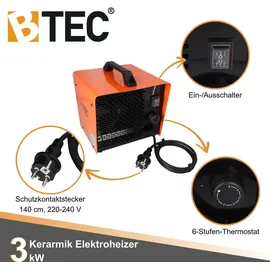 Btec Heizlüfter 3000 W orange/schwarz