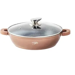 PLATINUM WOK Servierpfanne Schmorpfanne/ Niedrigtopf/ Kochtopf Induktion Ø24cm Aluguss Silikon-Griffe Copper