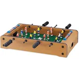 Relaxdays Tischkicker, Kinder, Erwachsene, Holz-Optik, robust, Tischfußball, H x B x 11 x 51 x 50 cm, grün-braun
