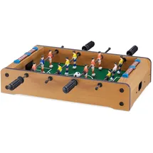 Relaxdays Tischkicker, Kinder, Erwachsene, Holz-Optik, robust, Tischfußball, H x B x 11 x 51 x 50 cm, grün-braun