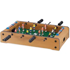 Relaxdays Tischkicker, Kinder, Erwachsene, Holz-Optik, robust, Tischfußball, H x B x 11 x 51 x 50 cm, grün-braun