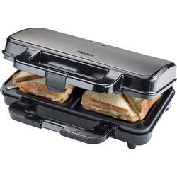 bestron Sandwichmaker ASM90XLTG, XL für 2 Sandwiches, Antihaftbeschichtetet, 900 W grau|schwarz