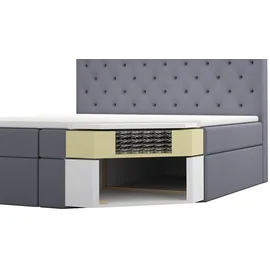 mebloland Boxspringbett HORD 200 x 200 mit 2 Bettkästen, Bonell-Matratze und Topper. Farbe: Dunkelgrau - Dunkelgrau