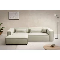LeGer Home by Lena Gercke Ecksofa PIARA XXL, Big-Sofa in Cord oder Leinenoptik, L-Form, mit Kedernaht, wahlweise Ottomane rechts/links, schwarze Füße, extra tiefe Sitzfläche grün