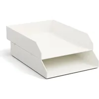 Bigso Box of Sweden BIGSO Hakan 2er-Set Briefablage A4 – Aufbewahrungsbox stapelbar mit Griff – Schreibtischablage für Briefe, Dokumente & Unterlagen – Ordnungssystem aus Faserplatte mit Papier – Weiß