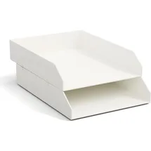 Bigso Box of Sweden BIGSO Hakan 2er-Set Briefablage A4 – Aufbewahrungsbox stapelbar mit Griff – Schreibtischablage für Briefe, Dokumente & Unterlagen – Ordnungssystem aus Faserplatte mit Papier – Weiß