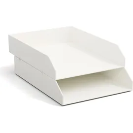 Bigso Box of Sweden BIGSO Hakan 2er-Set Briefablage A4 – Aufbewahrungsbox stapelbar mit Griff – Schreibtischablage für Briefe, Dokumente & Unterlagen – Ordnungssystem aus Faserplatte mit Papier – Weiß