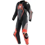 Dainese Audax D-Zip perforierte 1-Teiler Motorrad Lederkombi, schwarz-grau-rot, Größe für Männer