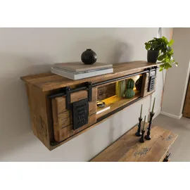 MASSIVMOEBEL24.DE Wandregal 130 x 25 x 35 cm Beige