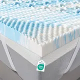 WENTA Topper 5-Zonen Gel-Memory-Foam Matratzentopper 90X200 cm, Höhe 5cm, Atmungsaktive, hochdichte Auflage, inklusive abnehmbarem und weichem Bezug