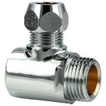 tecuro 2-Wege Verteiler T-Stück 1/2 IG x Ø 10 mm Quetsche goldfarben