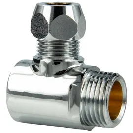 tecuro 2-Wege Verteiler T-Stück 1/2 IG x Ø 10 mm Quetsche goldfarben