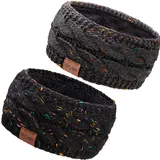 DRESHOW Damen Warm Gestricktes Stirnband Winter Ohrenwärmer Elastische Gehäkelte Kopfwickel Dickes Fleecefutter Haarbänder