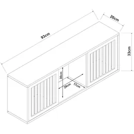 [en.casa] Wandregal Ypäjä 93 x 20 x 33 cm Bambus/beige