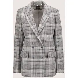 Madeleine Langer Karo-Blazer mit langem Revers in bleigrau steingrau, kariert), | Gr.: 38