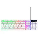 TAMEY Kabelgebundene Tastatur,PC-Tastatur,Beleuchtete Tastatur,104 Tasten Gaming-Tastatur (Bunte Hintergrundbeleuchtung,Gaming-Tastatur) weiß