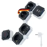 SCHWAIGER 660081 Flexible Steckdosenleiste 6-Fach Steckdose USB-Anschluss Mehrfachsteckdose Haushaltssteckdose EIN-Ausschalter 1,5m beweglich drehbar Steckerleiste schwarz/weiß