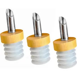 layba Ausgießer für Flaschen aus Edelstahl, in Holz 3er Set