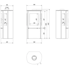 Kratki Falcon View Ø 150 Stahl Schwarz/Abdeckplatte Glas