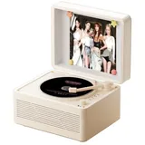 Tekoo Tragbarer CD-Player mit Bluetooth, Vintage Leder-Optik, Stereoanlage CD-Player (Bluetooth, Bluetooth 5.3, TF-Kartenslot, USB-Wiedergabe, Stereo-Lautsprecher) weiß