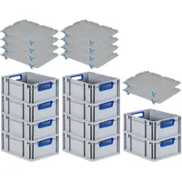 Proregal 10x Eurobox NextGen Color mit Auflagedeckel & Schiebeschnappverschlüsse