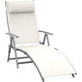 Outsunny® Sonnenliege Relaxliege klappbar mit Kissen Cremeweiß   Aosom