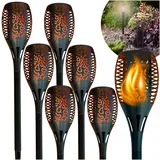 BLIXTAR Set von 6x Solar-Fackel 33 LED, Garten angetrieben Flamme Laterne