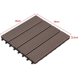 [en.casa] WPC Fliesen Schramberg 11er Set 1m2 Dunkelbraun