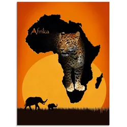 Glasbild ARTLAND "Afrika der schwarze Kontinent", orange (farbe bild(er): orange), B:45cm H:60cm, Bilder, in verschiedenen Größen
