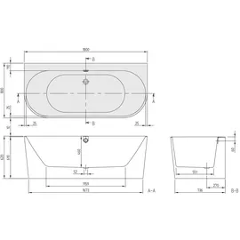 Villeroy & Boch Oberon 2.0 Vorwandbadewanne 80 x 180 cm (UBQ180OBR9CD00V-01)