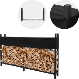 ML-Design Kaminholzregal Metall mit Abdeckung 200 x 25 x 115 cm Anthrazit