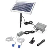 esotec Solar Teichbelüfter Set 8/200, 6,4V/DC Belüfterpumpe, LiFePO4 Akku, Teichbelüftung, Sauerstoffpumpe 200l/h Luftleistung, Solarpanel 8W, Erdspieß 101878