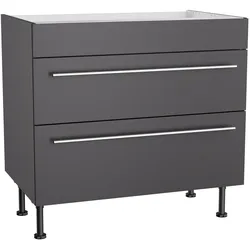 Kochfeldumbauschrank KOCHSTATION "KS-Bern2", grau (anthrazit, anthrazit), B:90cm H:87cm T:58,4cm, Spanplatte, Schränke, Breite 90 cm, Kochfeldumbauschrank, 2 Auszügen, 1 feste Blende