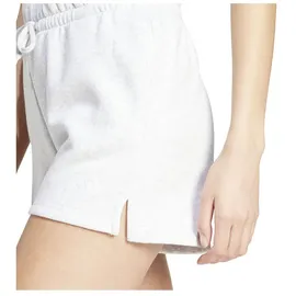 adidas Damen Essentials SMALL Logo Feel Cozy Shorts, Light Grey Heather/White, L
