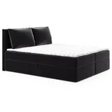 Sofnet Boxspringbett Egro mit Bettkästen und Zwei große Kissen - Doppelbett mit Bonell-Matratze und Topper, Polsterbett Modern 160 x 200 - (Schwarz (Kronos 07),