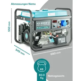 K&S Könner&Söhnen LPG/Benzin-Generator K&S Könner&Söhnen KS 9000E G der DUAL FUEL,notstromaggregat 6500 W,Hand-/Elektroanlass,1x16A, 1х32 (230 V),12V stromerzeuger mit (AVR),stromaggregat, Kurzschlussschutz
