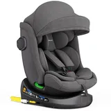 XOMAX Kindersitz 360° drehbar mit Isofix, ECE R129, 0-36 kg, verstellbar, neigbar, atmungsaktiver Bezug, 5-Punkt-Gurt, Top Tether, Autokindersitz für Babys & Kinder 0-12 Jahre, Farbe:Schwarz/Grau