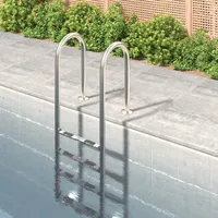 Festnight Poolleiter Edelstahl Pool Leiter Mit 4 Stufen Mit 4 Stufen mit Rutschfester Oberfläche Pooltreppe Für Aufstellpool 54x38x184,5 cm Edelstahl 304 Geeignet für Einbaupools