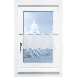Scheibengardine Plauener Spitze - Schweifstern " (Bx H) 144cm * 29cm" Weiß/weiß-gold