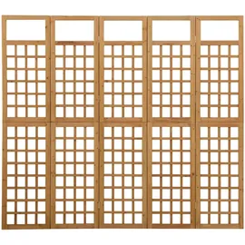 vidaXL Spalier/Paravent 5-teilig Massivholz Tanne 201,5x180 cm